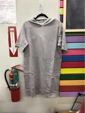Zuda womens tshirt dress size medium with hood textured new qvc